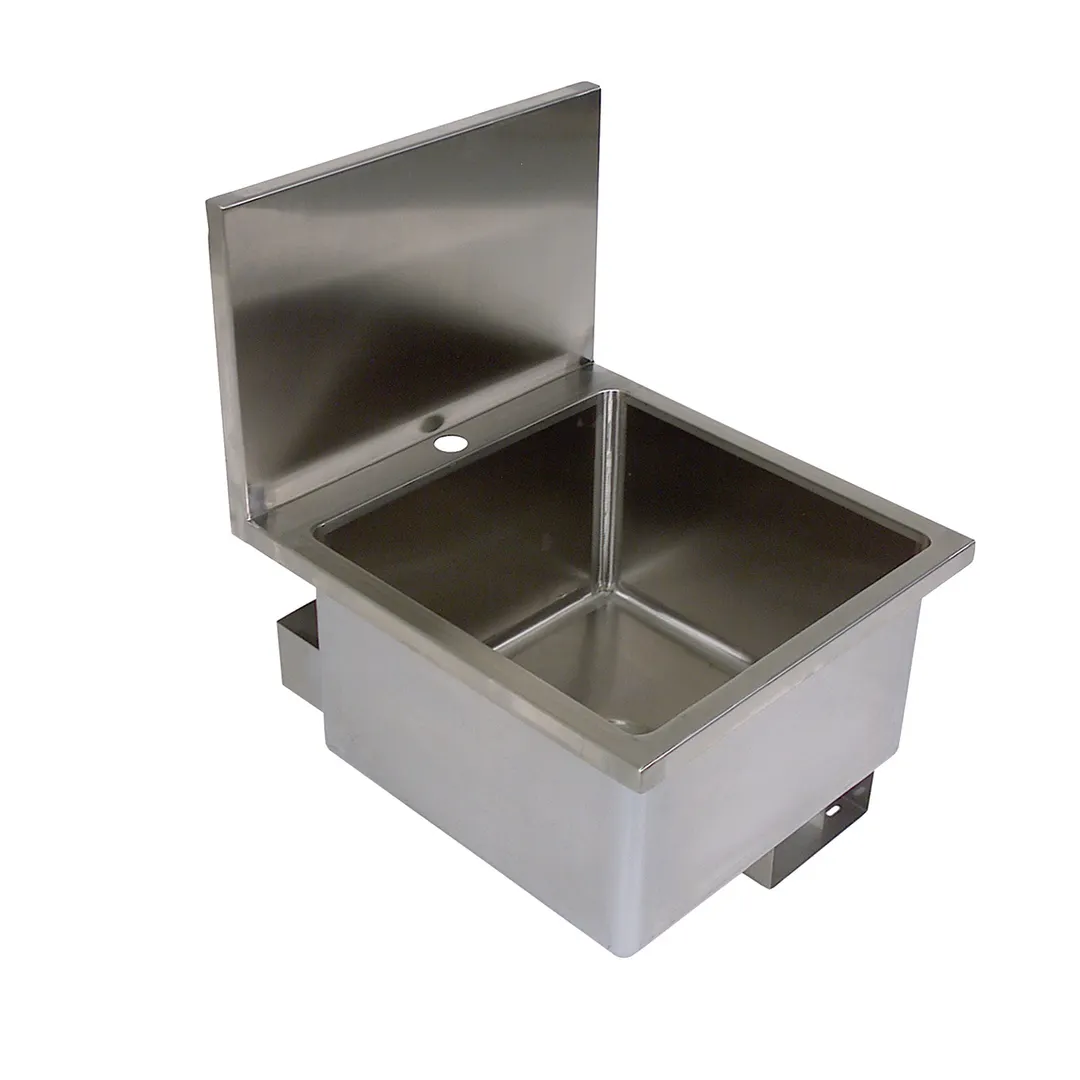BK Resources BKHS-D-1616 16" Wall Mounted Hand Sink without Faucet - w/Knee Valve Bracket - 16 g