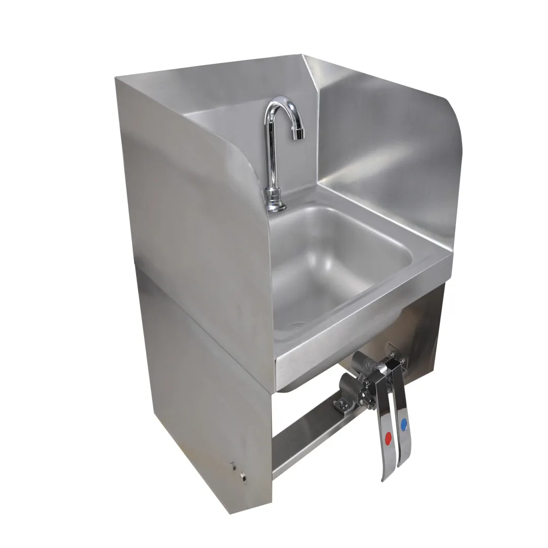 BK Resources BKHS-D-SS-1-SS-BKKPG 9" Wall Mounted Hand Sink w/Hands Free Faucet-Double Knee Valves