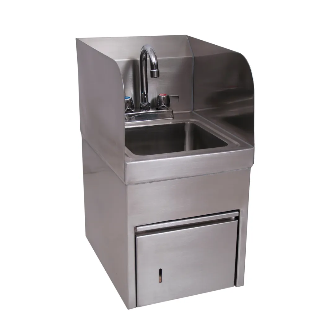 BK Resources BKHS-D-SS-SKTS-P-G 9" Wall Mounted Hand Sink with Faucet & Towel Dispenser