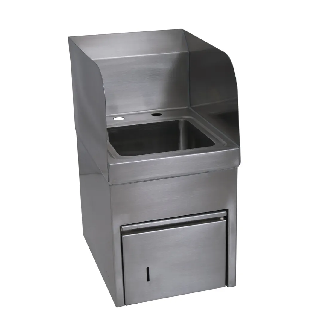 BK Resources BKHS-D-SS-SKTS 9" Wall Mounted Hand Sink without Faucet - with Towel Dispenser