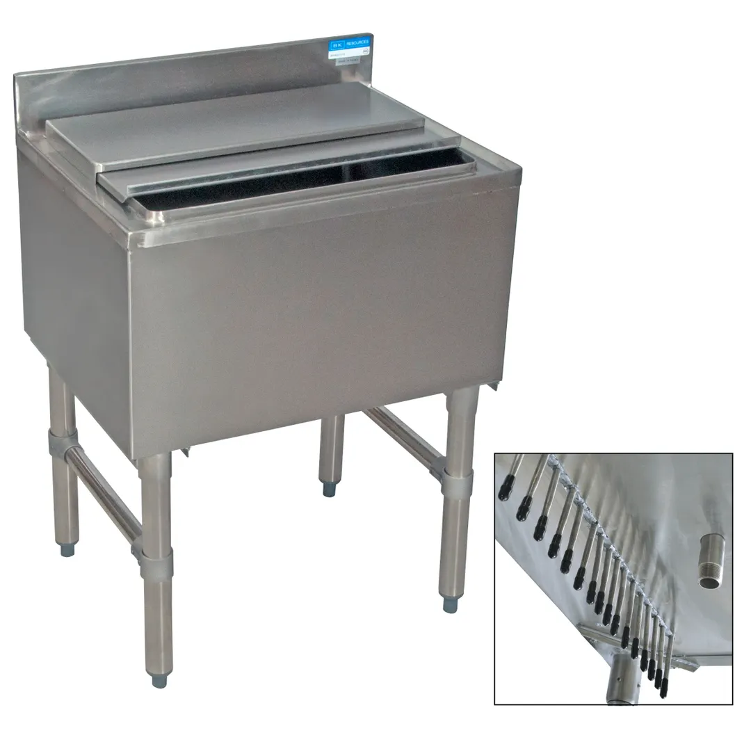 BK Resources UB4-18-IBCP30-8 30" Underbar Ice Bin with 8-Circuit Cold Plate, 80 lbs Capacity