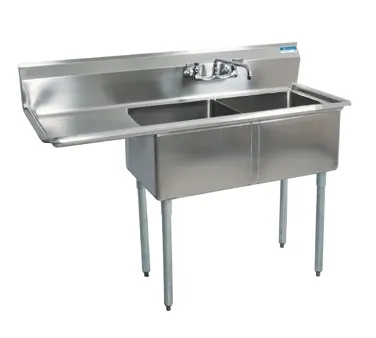 BK Resources BKS-2-18-12-18L Sink, Two Compartment