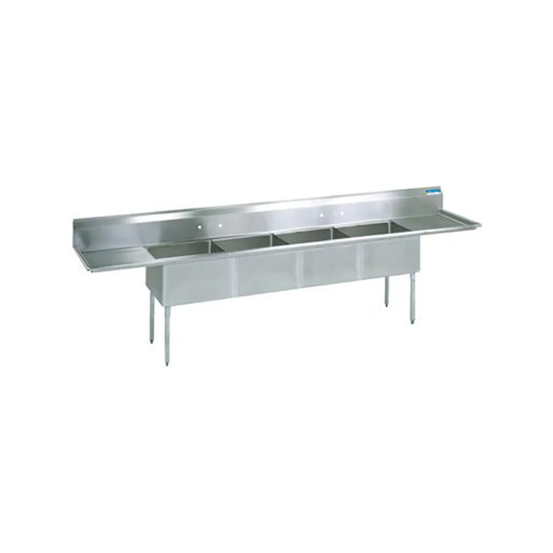 BK Resources BKS-4-1620-14-18T 100" (4) Compartment Sink, 16"W x 20"L Bowl With 2 Drainboards