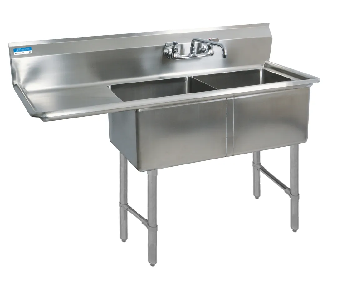 BK Resources BKS6-2-1620-14-18LS Sink, Two Compartment