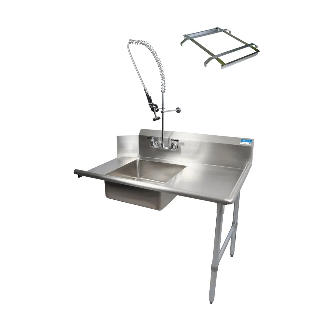 BK Resources BKSDT-72-R-P2-G 72" Straight Soiled Dishtable w/ Right Table, Pre-Rinse Sink&Faucet