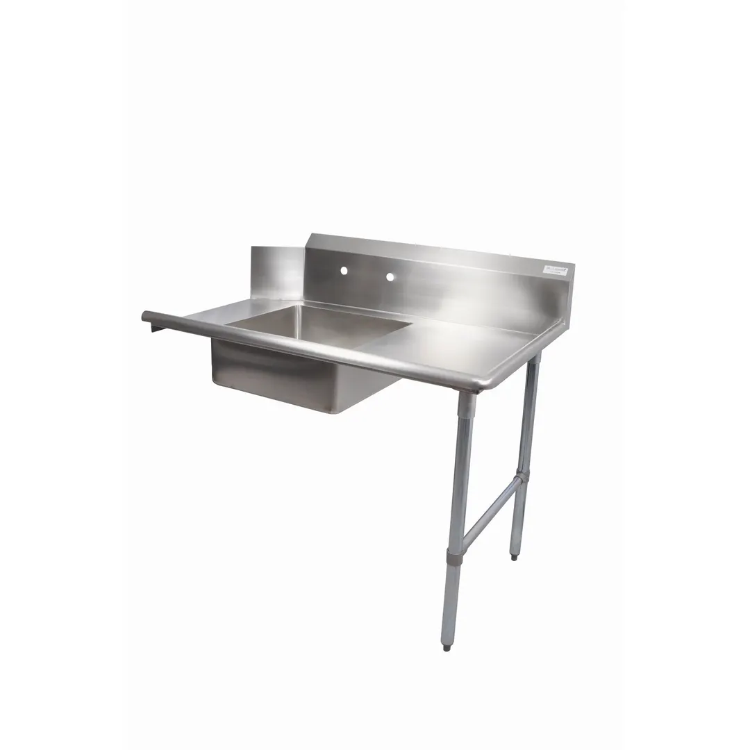 BK Resources BKSDT6-72-R-SS 72" Straight Soiled Dishtable w/ Right Table, Pre-Rinse Sink, 10" Backsplash