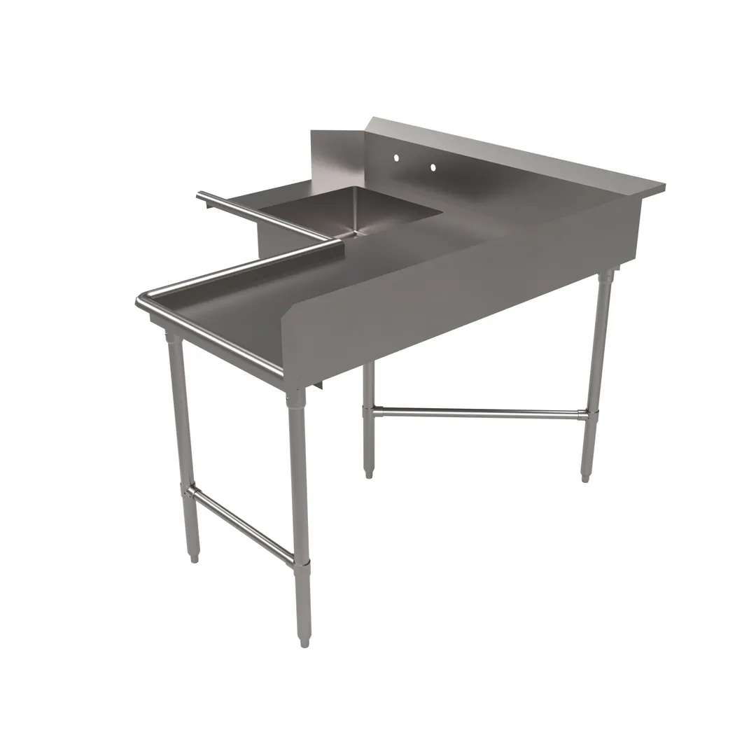 BK Resources BKSDT6-C6096R 60"x96" Corner Soiled Dishtable with Bowl, L-shaped / Right-to-Left
