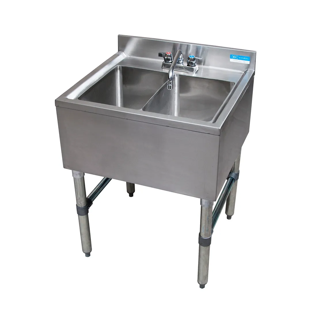 BK Resources UB4-21-224S 24" Underbar Sink Units, 2 Compartment without Drainboard