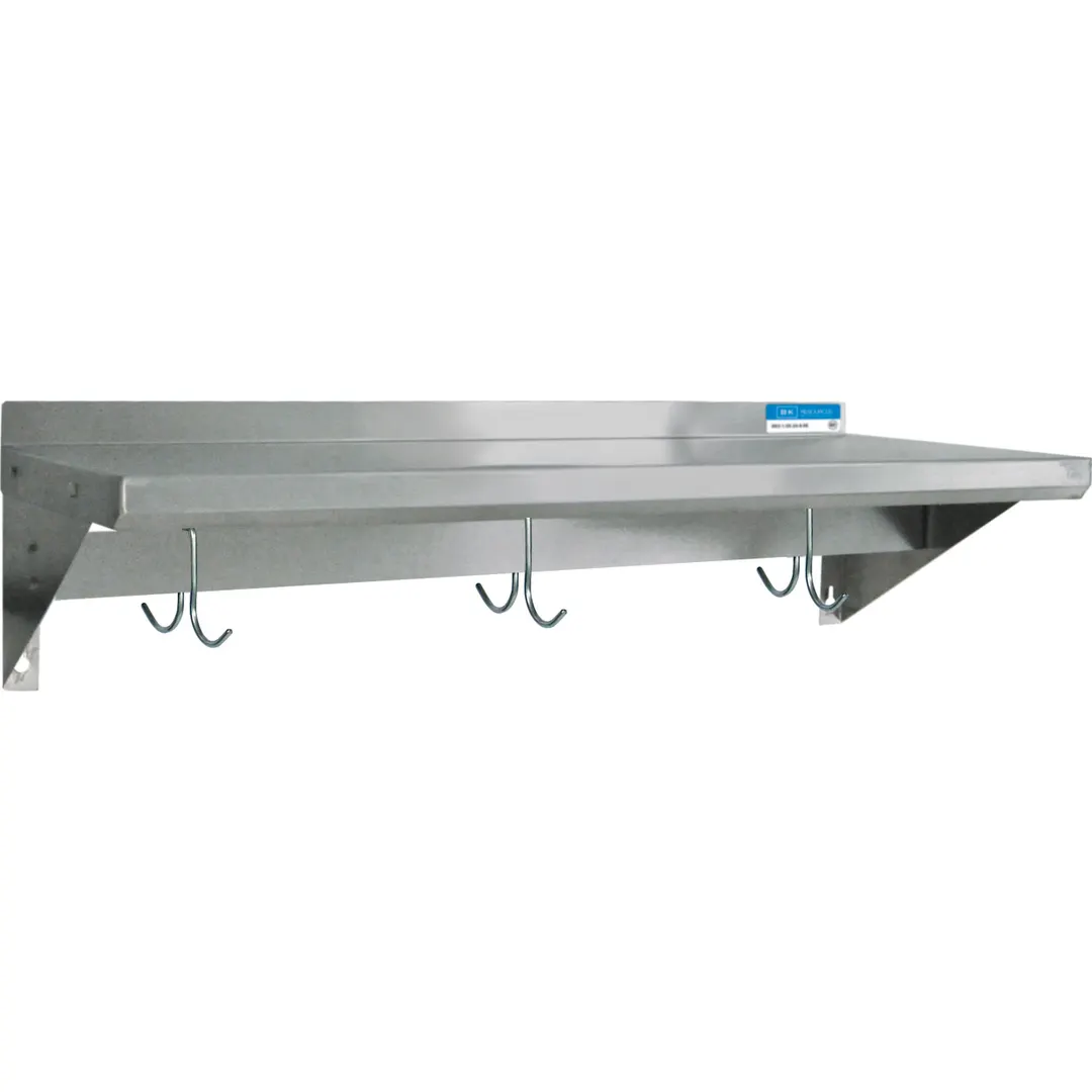 BK Resources BKWSE-1672-PR Economy Stainless Steel Wall Mount Shelf w/ Pot Rack - 72" x 16"