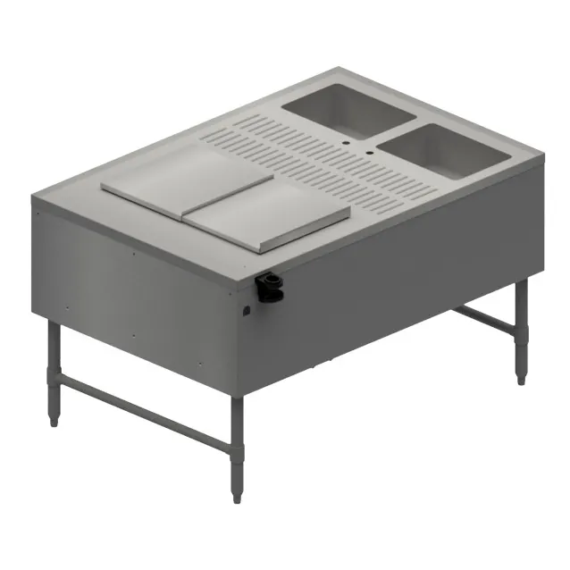 BK Resources CKTST-3554 52" Pass-Thru Combo Underbar Ice Bin/Cocktail Station w/ 10 Circuit - Right
