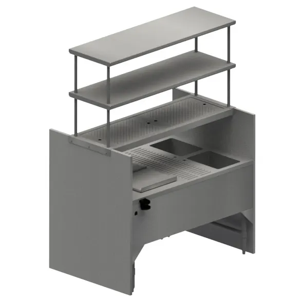 BK Resources CKTST-3554OS 54" Pass-Thru Combo Underbar Ice Bin/Cocktail Station w/Overshelves