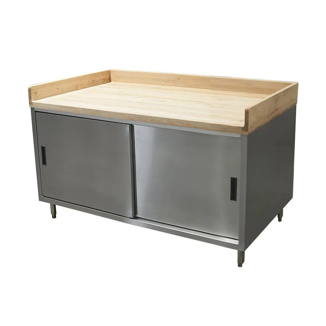 BK Resources CMBT-3048S Chef Table, Cabinet Base with Sliding Doors