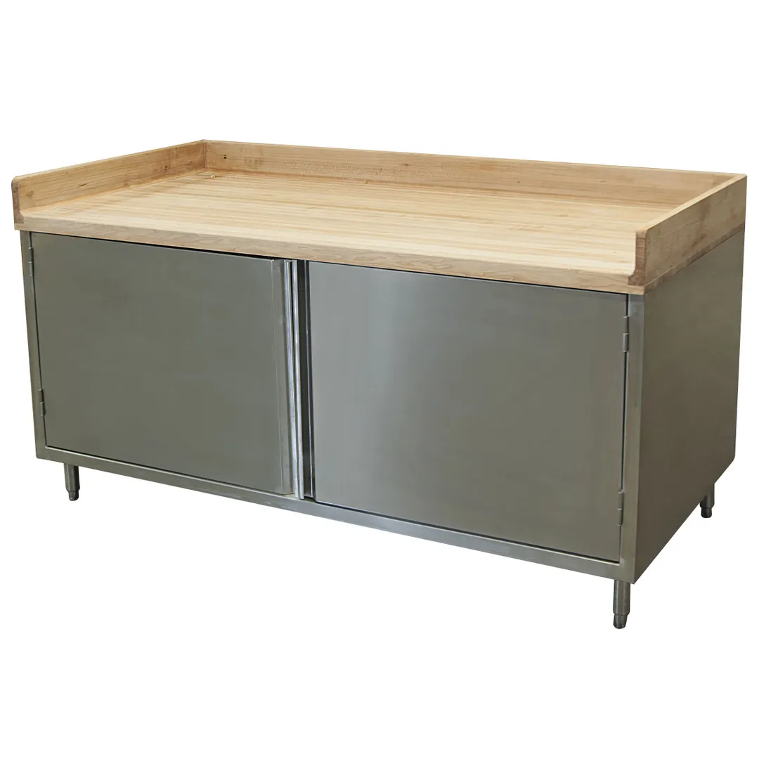 BK Resources CMBT-3072H Chef Table, Cabinet Base with Hinged Doors