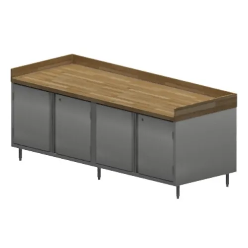 BK Resources CMBT-3096HL Chef Table, Cabinet Base with Hinged Doors & Locks