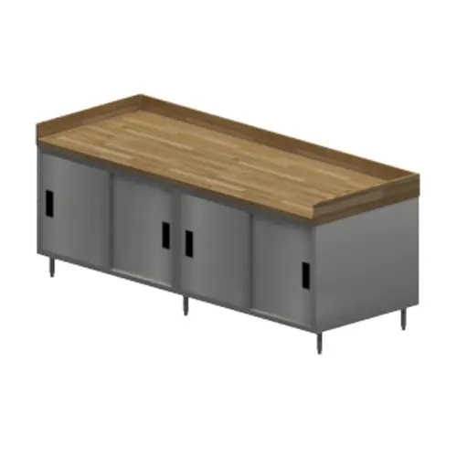 BK Resources CMBT-3096S Chef Table, Cabinet Base with Sliding Doors