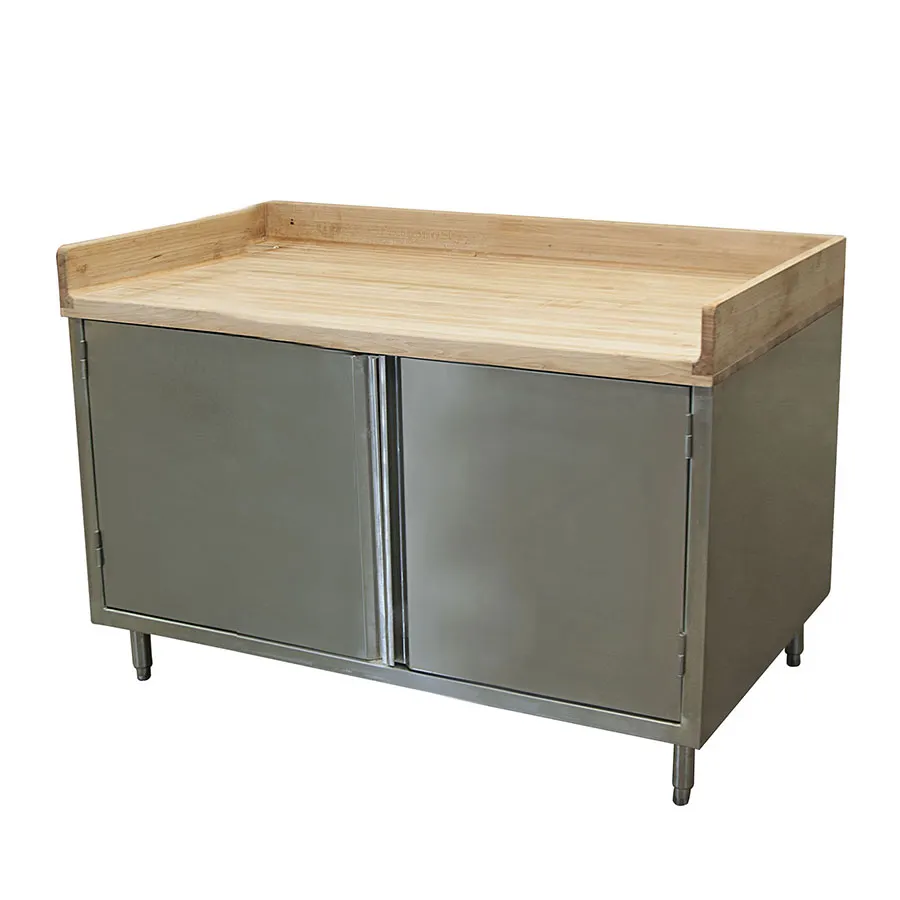 BK Resources CMBT-3660H Chef Table, Cabinet Base with Hinged Doors