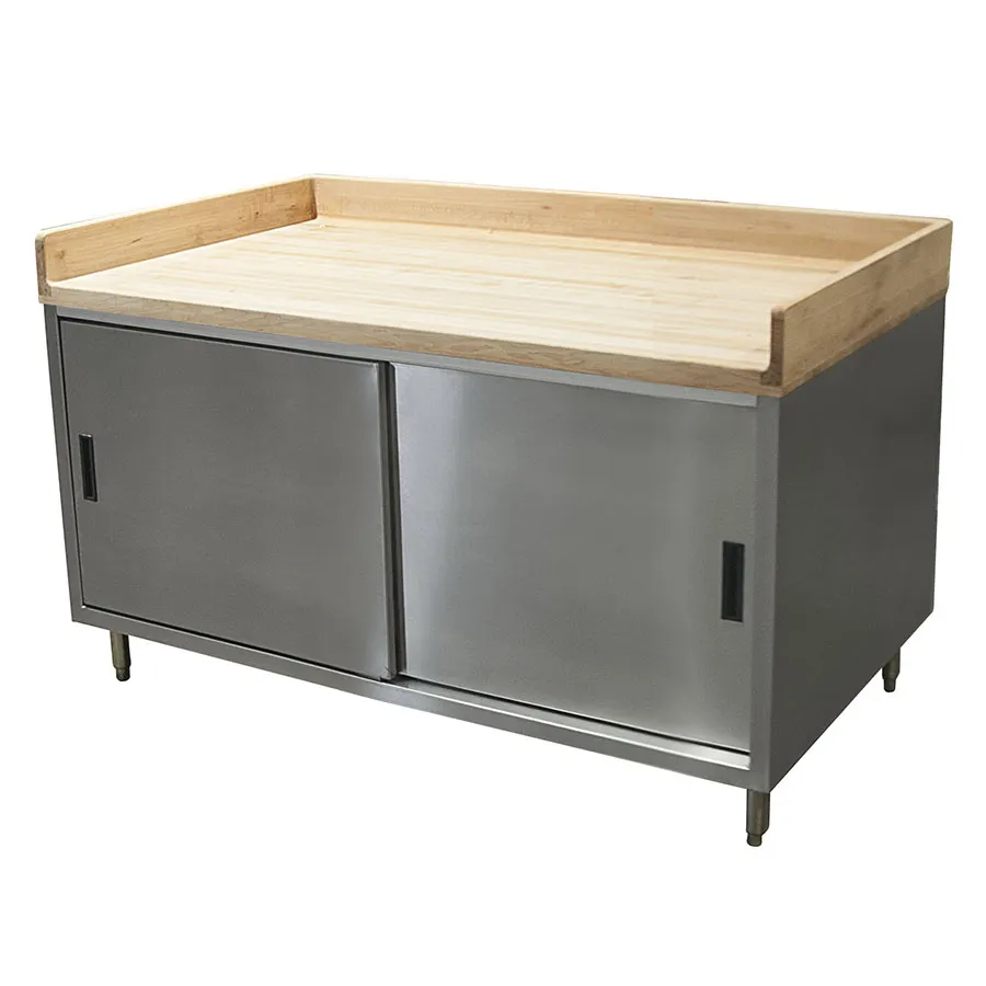 BK Resources CMBT-3660S Chef Table, Cabinet Base with Sliding Doors