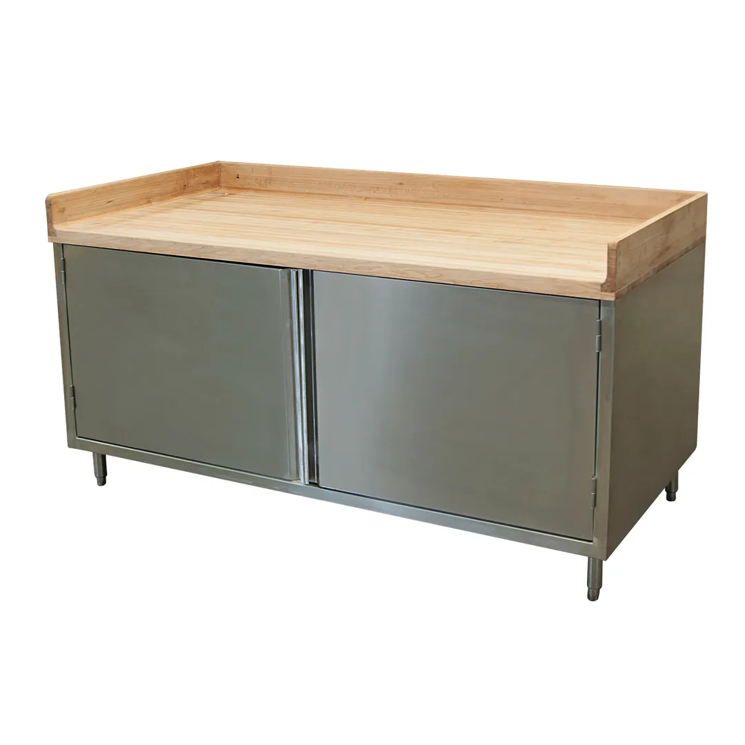 BK Resources CMBT-3672H Chef Table, Cabinet Base with Hinged Doors