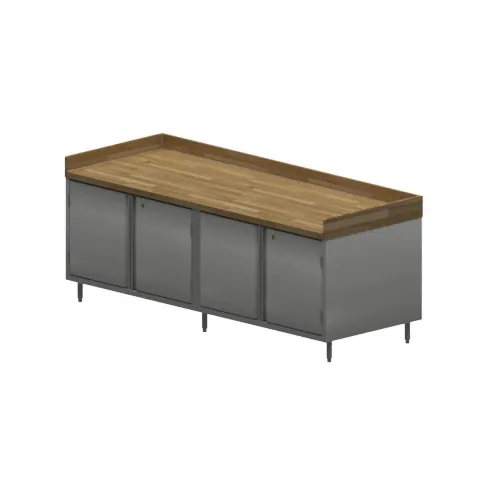 BK Resources CMBT-3696HL Chef Table, Cabinet Base with Hinged Doors & Locks