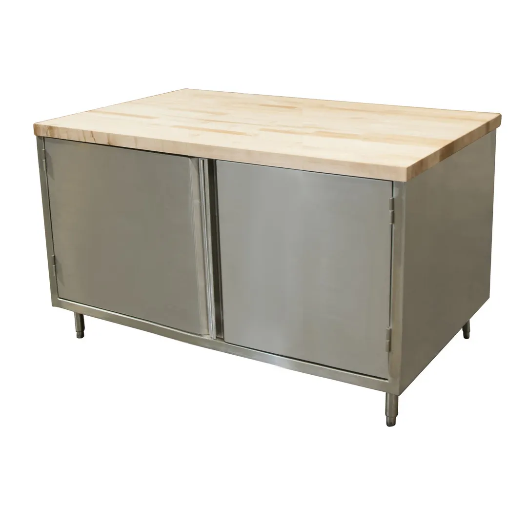BK Resources CMT-3060H Chef Table, Cabinet Base with Hinged Doors
