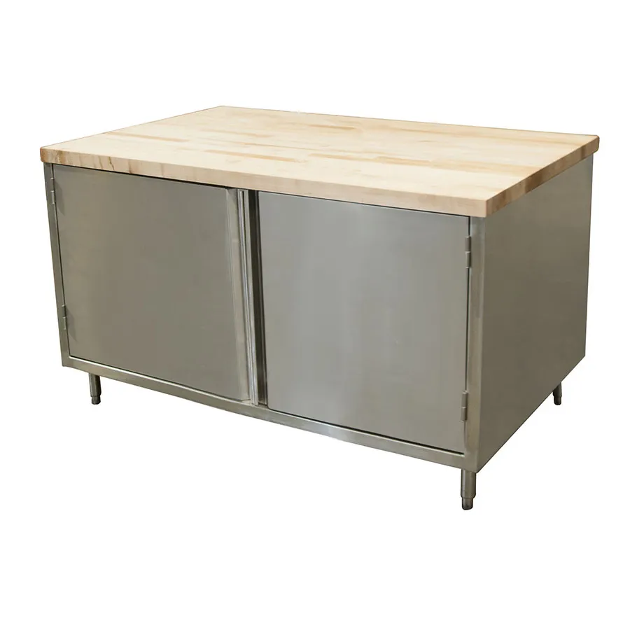 BK Resources CMT-3660H Chef Table, Cabinet Base with Hinged Doors