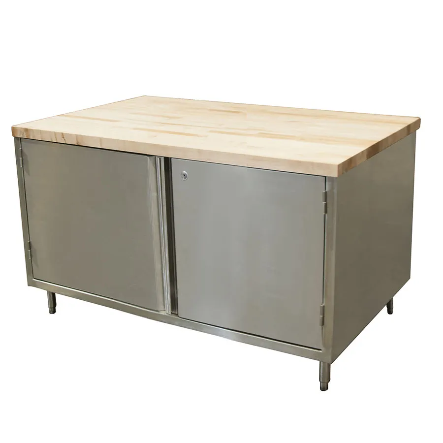 BK Resources CMT-3660HL Chef Table, Cabinet Base with Hinged Doors & Lock