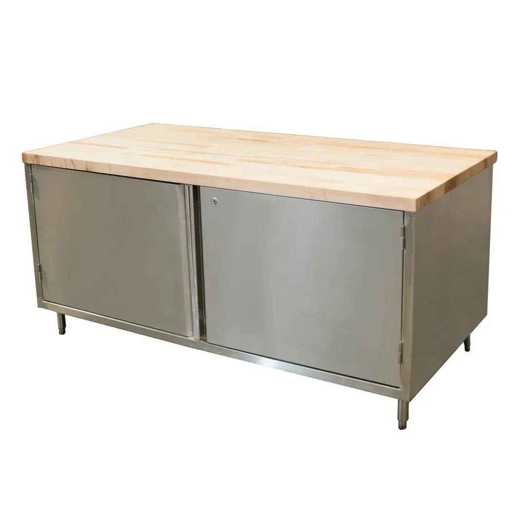 BK Resources CMT-3672HL Chef Table, Cabinet Base with Hinged Doors & Lock