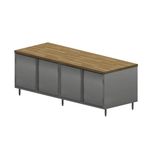 BK Resources CMT-3696H Chef Table, Cabinet Base with Hinged Doors