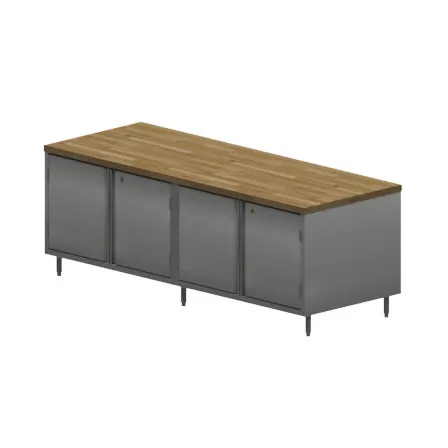 BK Resources CMT-3696HL Chef Table, Cabinet Base with Hinged Doors & Lock