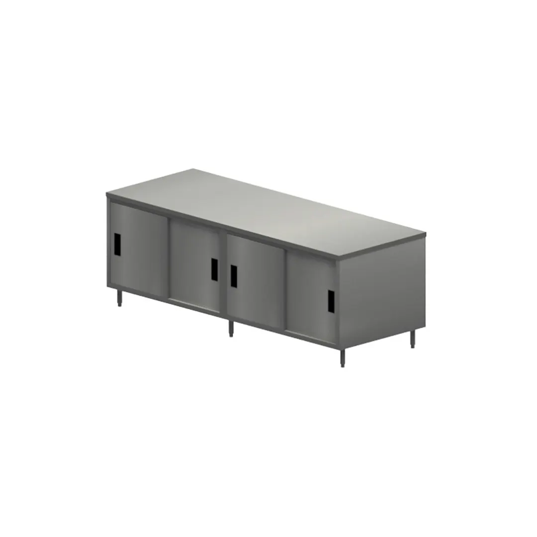 BK Resources CST-30120S Cabinet Base with Sliding Doors Chef Table, 120"W x 30"D - Square/Flat Edge