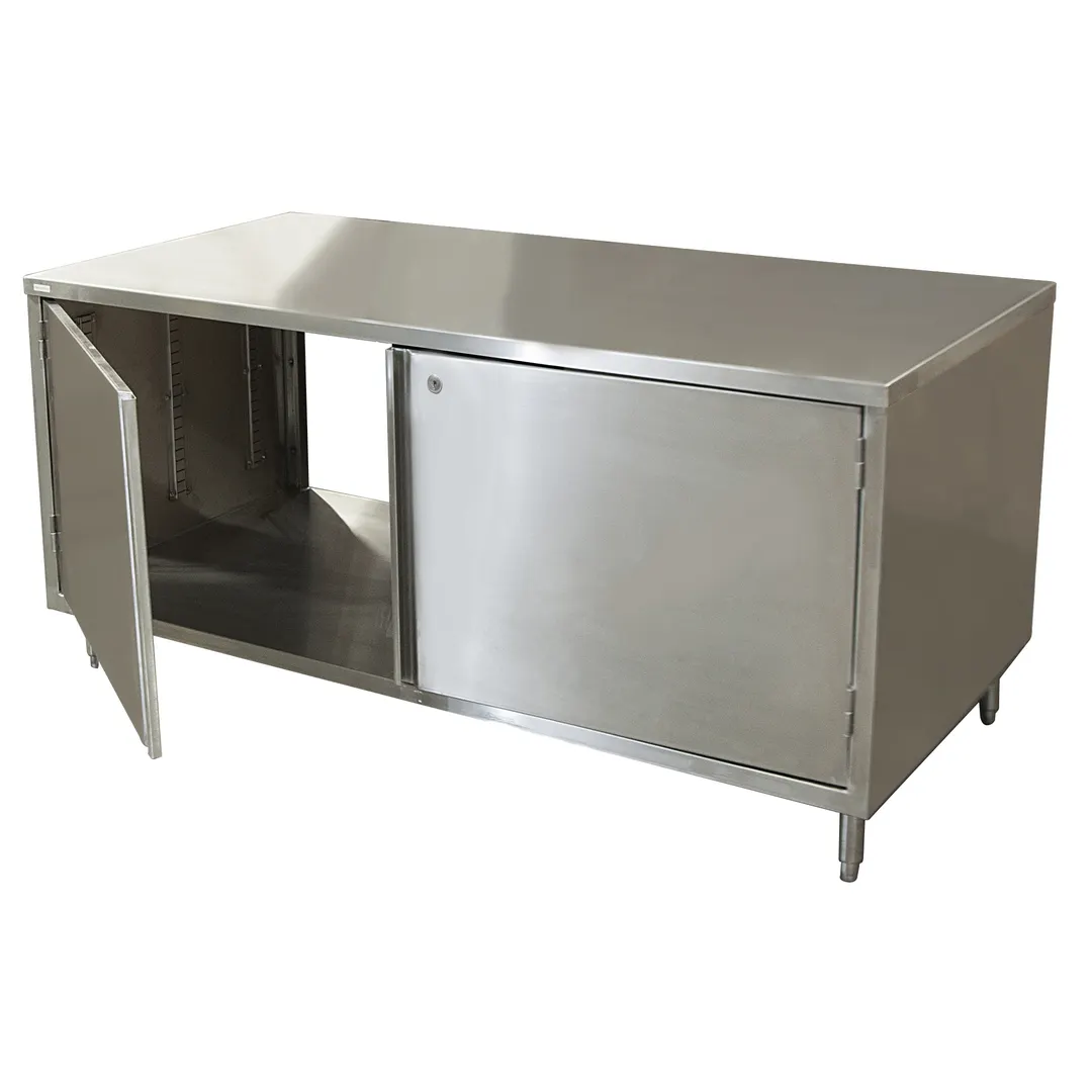 BK Resources CST-3072HL2 72" Cabinet Base Dual Access Hinged Doors Work Table with Lock