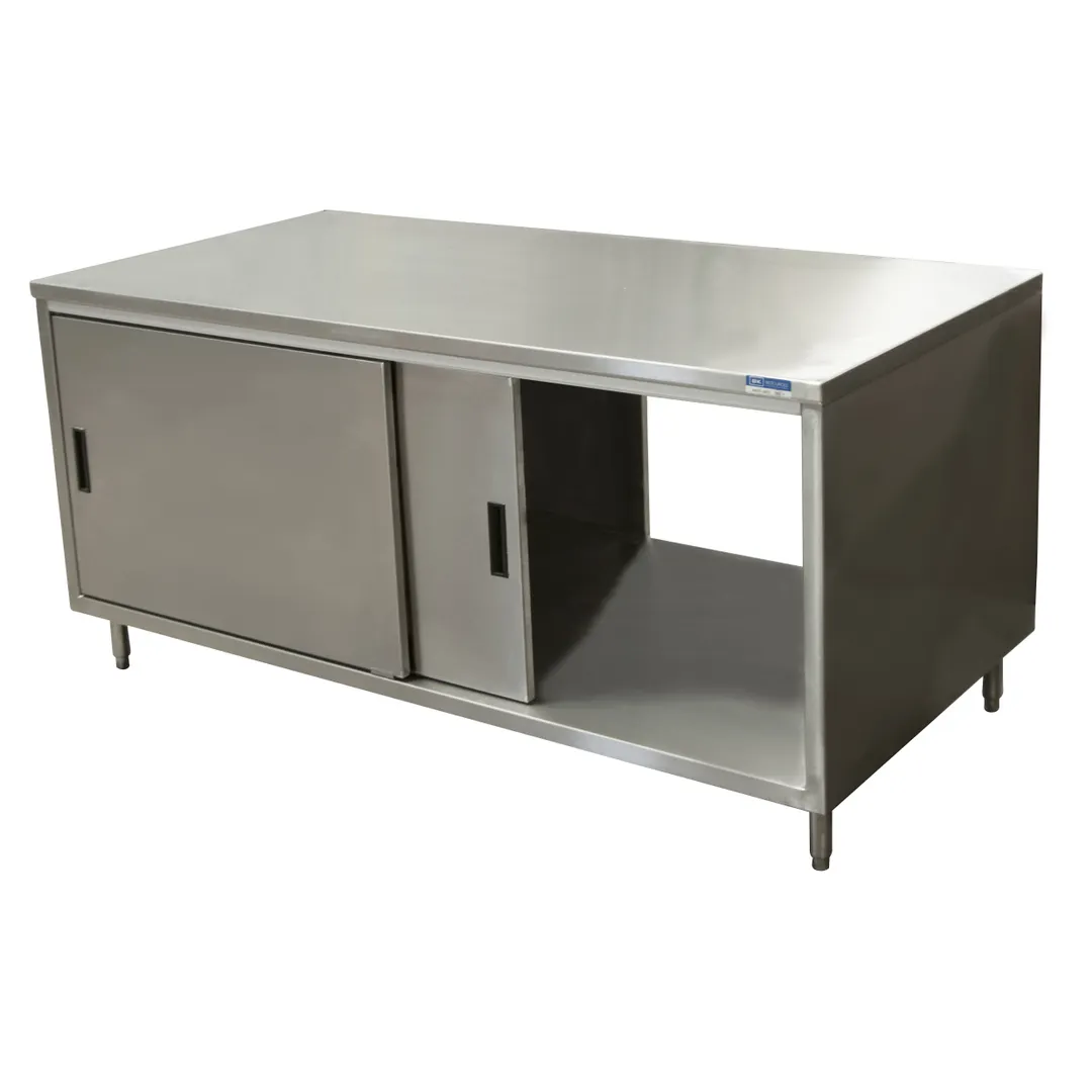 BK Resources CST-3072S2 Cabinet Base with Sliding Doors Chef Table, 72"W x 30"D / Dual Access