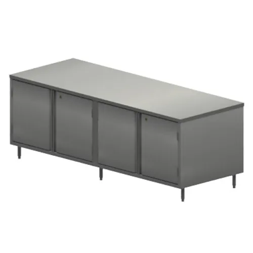 BK Resources CST-3096HL2 96" Cabinet Base Dual Access Hinged Doors Work Table w/ (2) 4 Doors & Locks