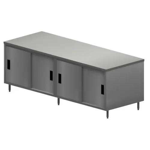 BK Resources CST-3096S Cabinet Base with Sliding Doors Chef Table, 96"W x 30"D - Square/Flat Edge