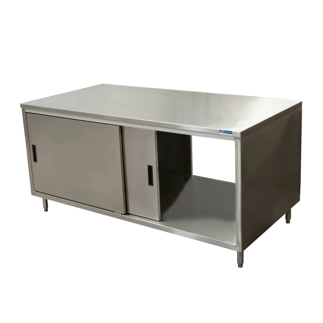 BK Resources CST-3672S2 Cabinet Base with Sliding Doors Chef Table, 72"W x 36"D / Dual Access