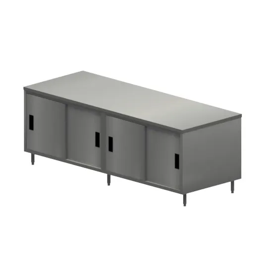 BK Resources CST-3696S Cabinet Base with Sliding Doors Chef Table, 96"W x 36"D - Square/Flat Edge