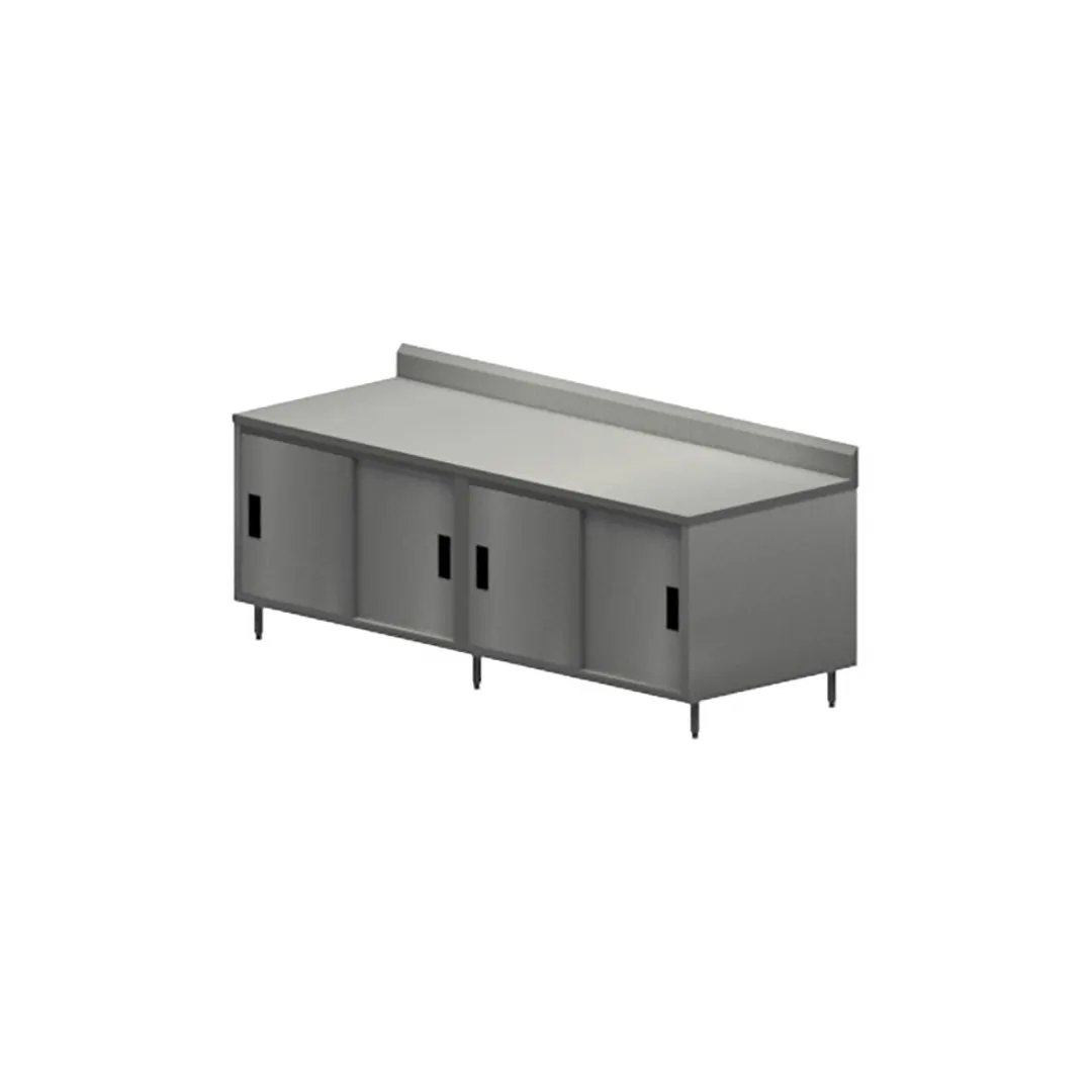 BK Resources CSTR5-30120S Cabinet Base with Sliding Doors Chef Table, 120"W x 30"D / Backsplash