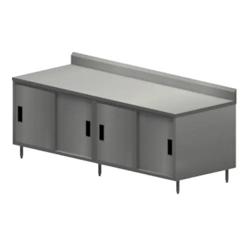 BK Resources CSTR5-3096S Cabinet Base with Sliding Doors Chef Table, 96"W x 30"D / Backsplash