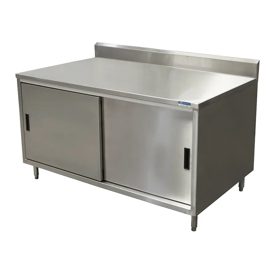 BK Resources CSTR5-3648S Cabinet Base with Sliding Doors Chef Table, 48"W x 36"D / Backsplash