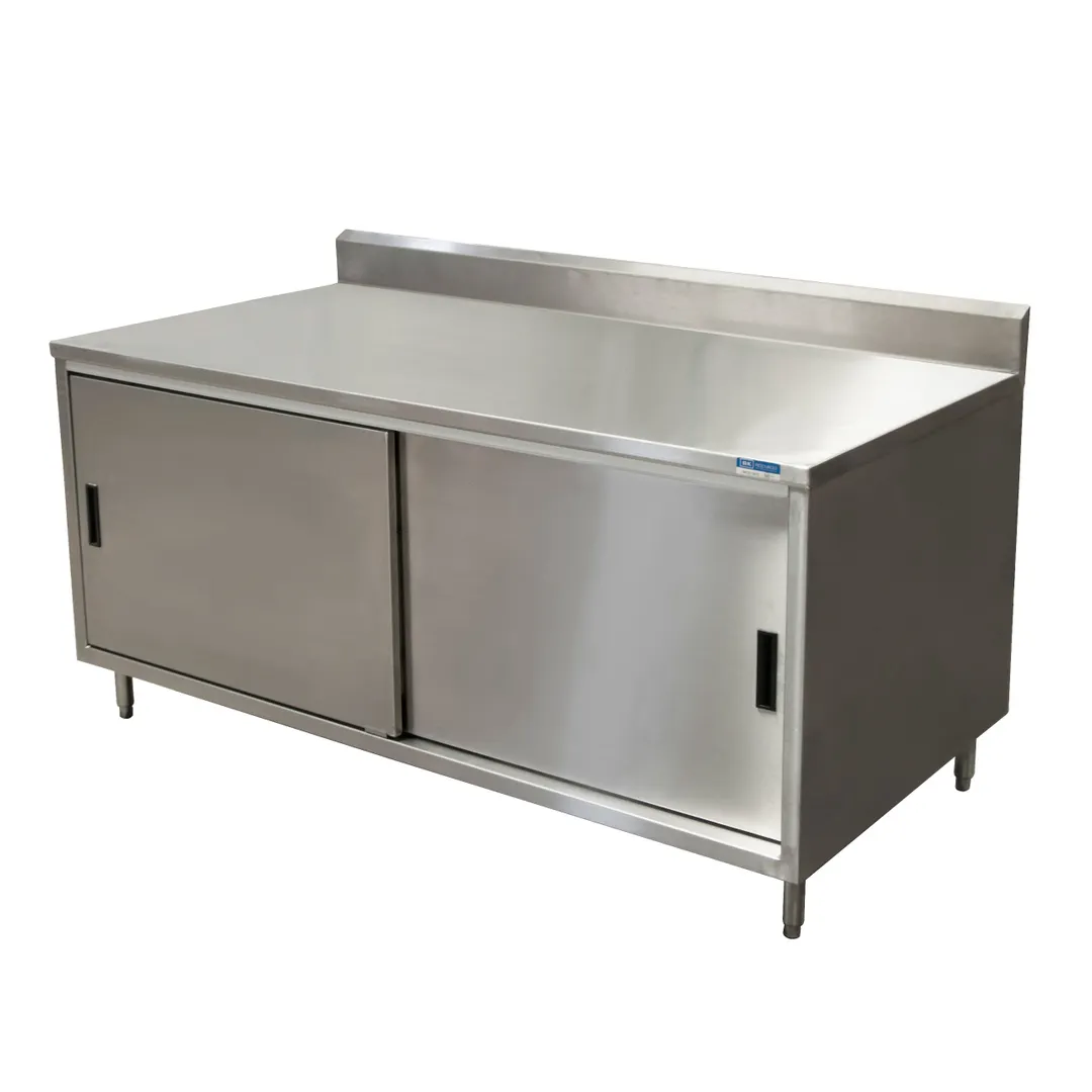 BK Resources CSTR5-3672S Cabinet Base with Sliding Doors Chef Table, 72"W x 36"D / Backsplash