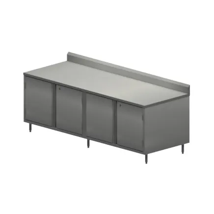 BK Resources CSTR5-3696HL 96" Work Table, Cabinet Base with 4 Hinged Doors & Locks