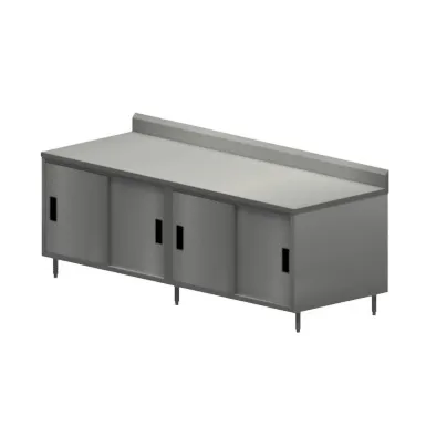 BK Resources CSTR5-3696S Cabinet Base with Sliding Doors Chef Table, 96"W x 36"D / Backsplash