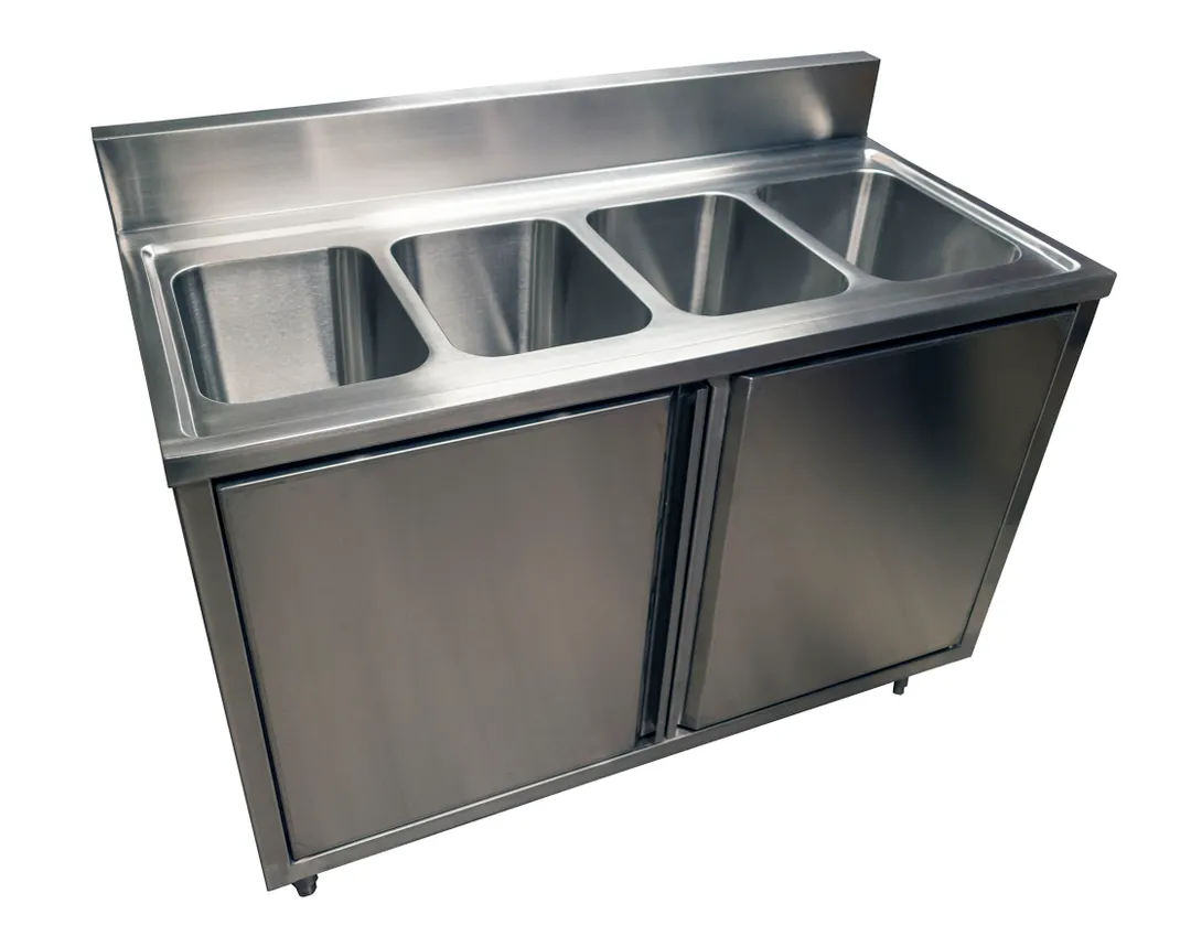 BK Resources CSTR5-4-1014H 48" (4) Compartment Sink Cabinet, 10"W x 14"L  Bowl Without Drainboard
