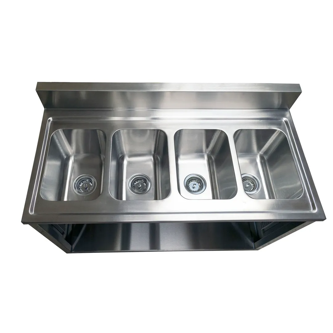 BK Resources CSTR5-4-1014H-PG 48" (4) Compartment Sink Cabinet, 10"Wx14"L Bowl Without Drainboard