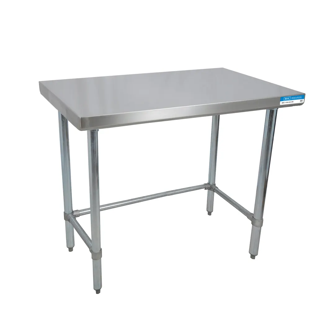 BK Resources CVTOB-4836 48" Open Base Work Table with Side & Rear Crossrails,Flat Top / 16 Gauge Top