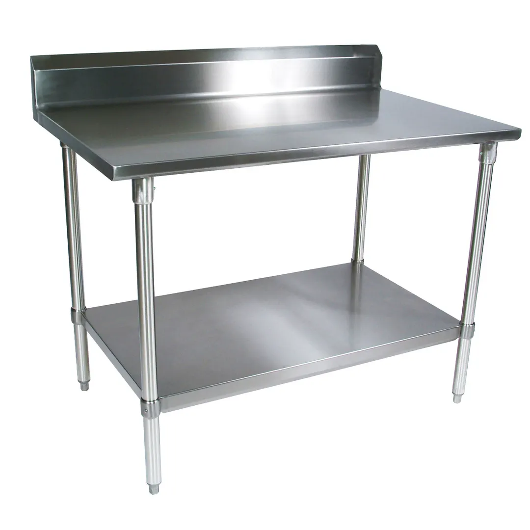 BK Resources CVTR5-6030 60" Open Base Work Table with Undershelf, 5" Backsplash / 16 Gauge Top