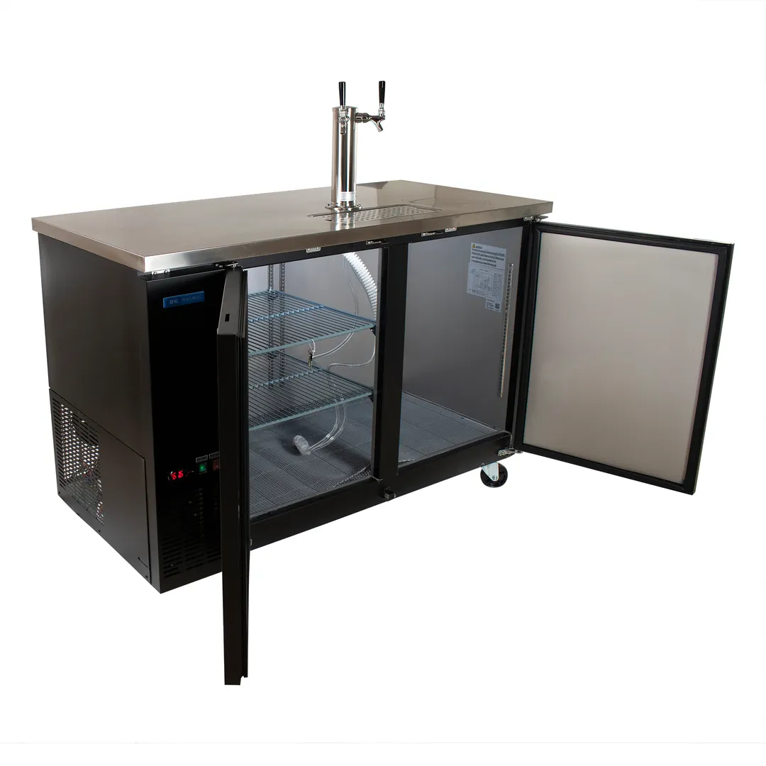 BK Resources DBC-12-60 Kegerator Dispenser, 60" Length, Double Head Tap, 2-Keg Capacity, 33-41°F Range