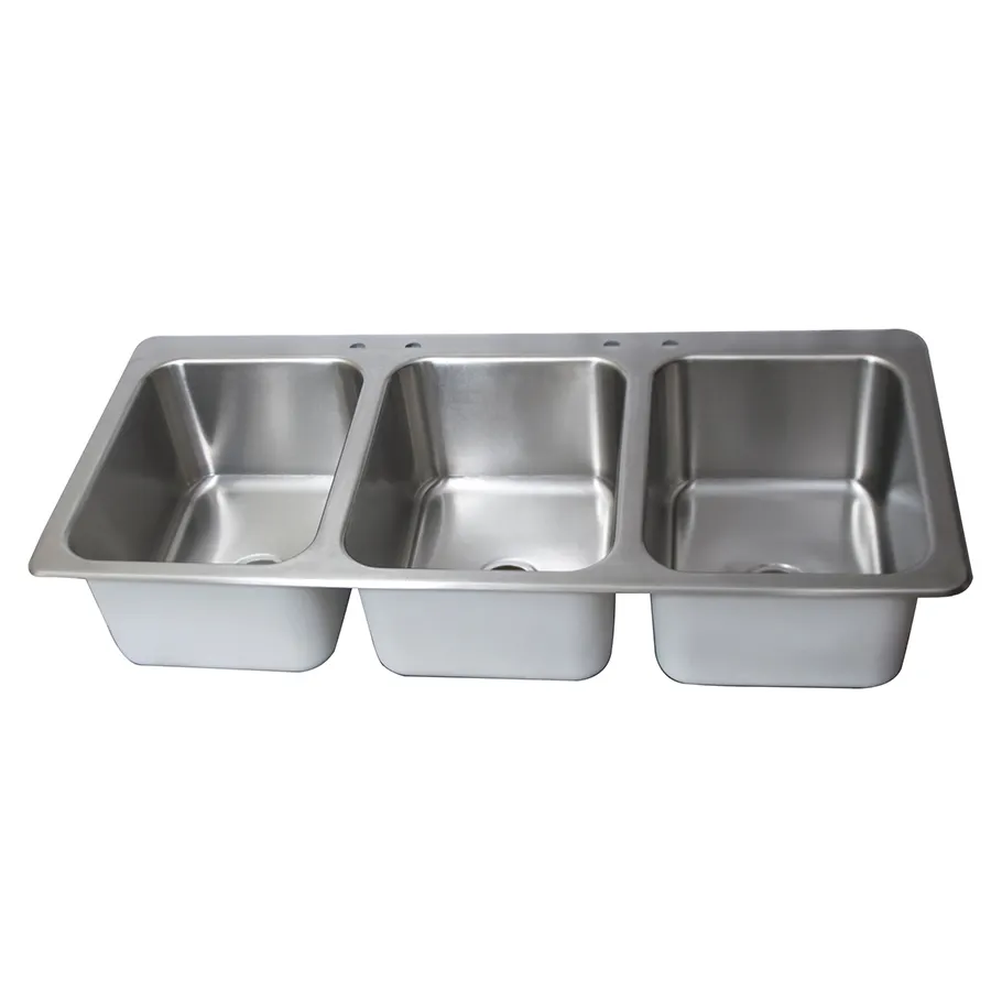 BK Resources DDI3-162012224-P-G Drop-In Sink, Three Compartment