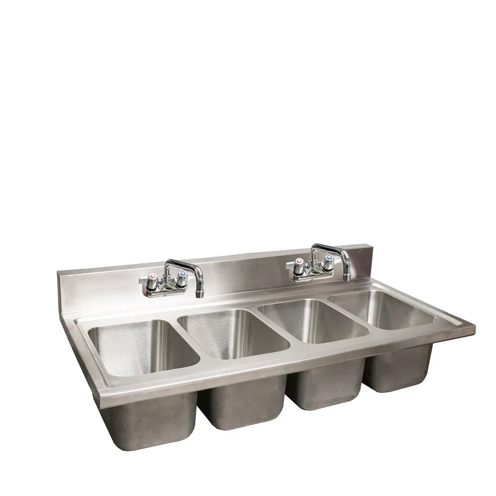 BK Resources DDI4-R5-1014-PG Drop-In Sink, (4) Compartment, 48"W X 24"D, 4" Oc