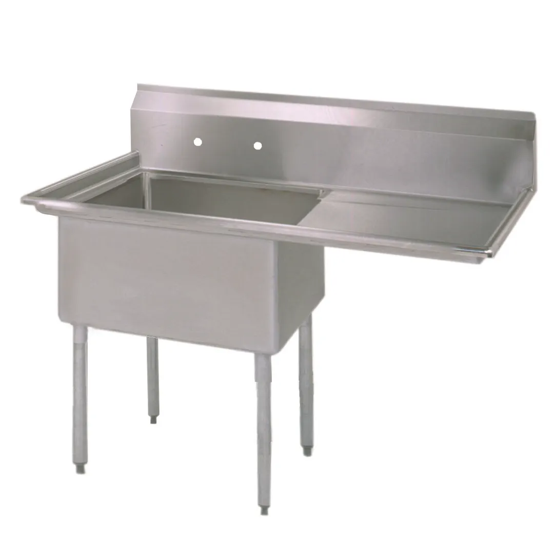 BK Resources ES-1-18-12-18R 38" One Compartment Sink, 18"W x 18"L Bowl With Right-Hand Drainboards